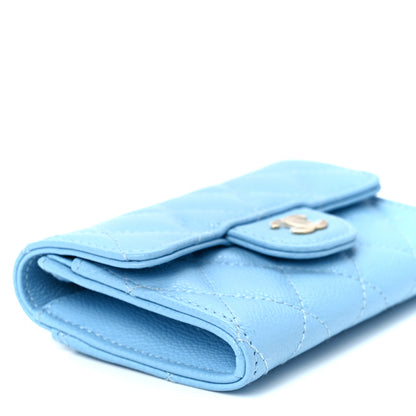 Chanel Caviar Quilted Flap Card Holder Wallet Light Blue 10 of 12