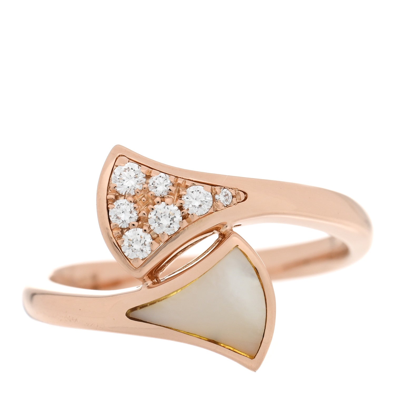 Bulgari 18K Rose Gold Diamond Mother of Pearl Divas' Dream Ring 49 5 1 of 5