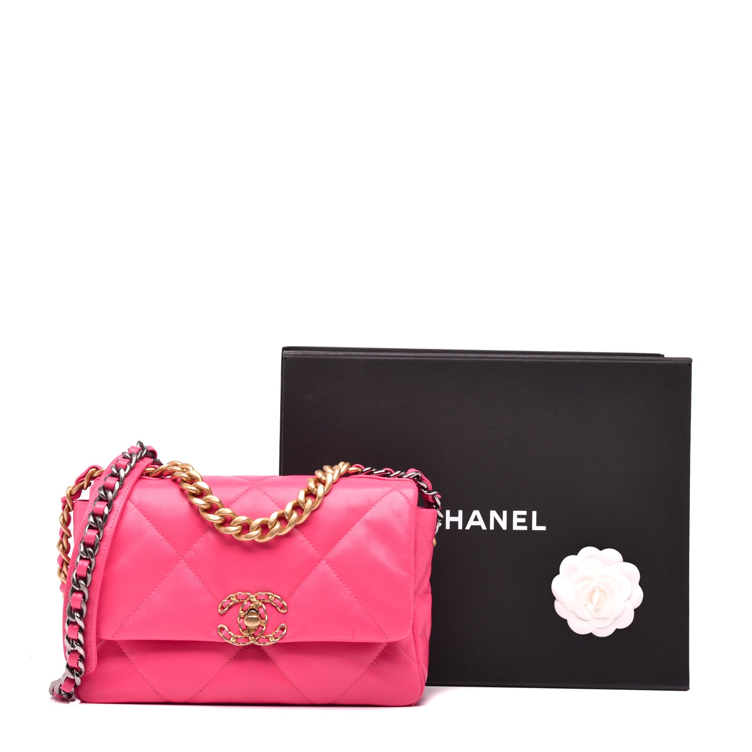 Chanel Shiny Goatskin Quilted Medium 19 Flap Pink 10 of 10