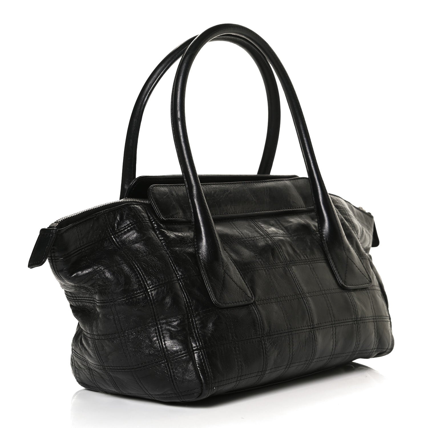 Chanel Lambskin Square Stitched Lax East West Tote Black 2 of 12