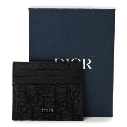 Christian Dior Oblique Jacquard Grained Calfskin Card Holder Black 10 of 10