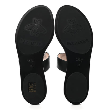 Gucci Calfskin GG Marmont Thong Sandals 38 Black 5 of 8
