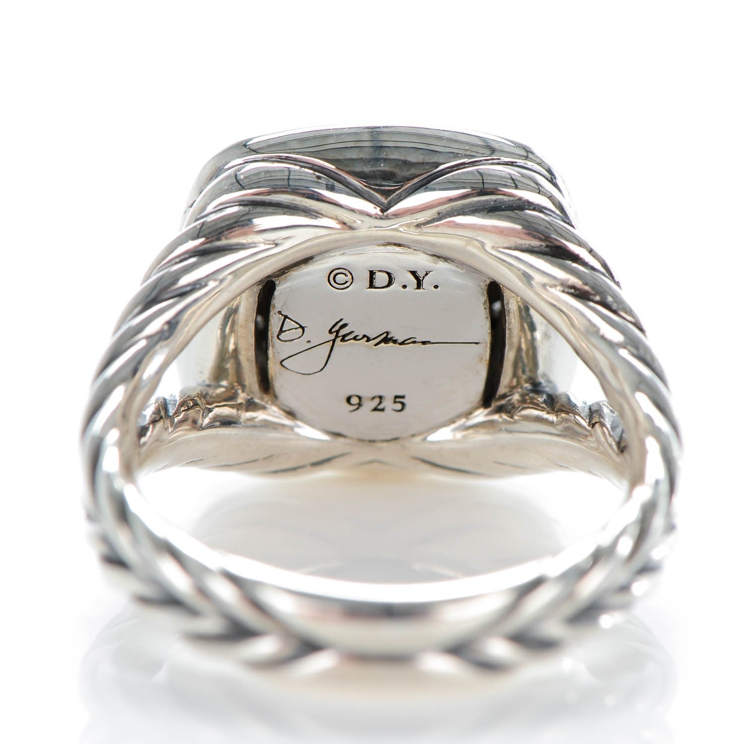 David Yurman Sterling Silver Diamond 11mm Albion Pave Ring 53 6.5 4 of 5