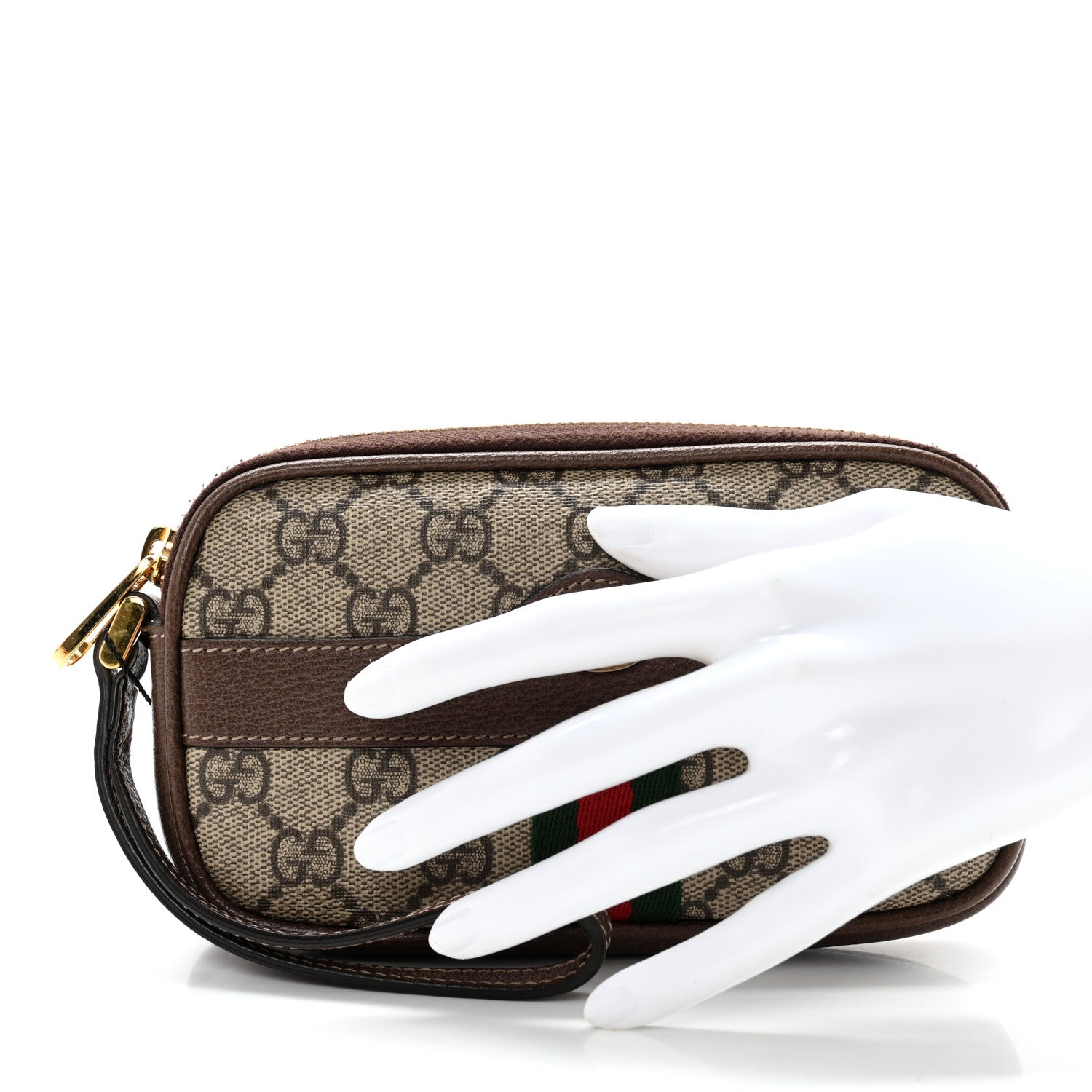 Gucci GG Supreme Monogram Ophidia Phone Case Wristlet Brown 2 of 10