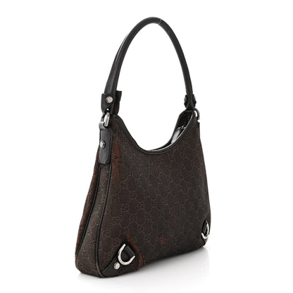 Gucci Denim Monogram Abbey D Ring Hobo Brown 3 of 13