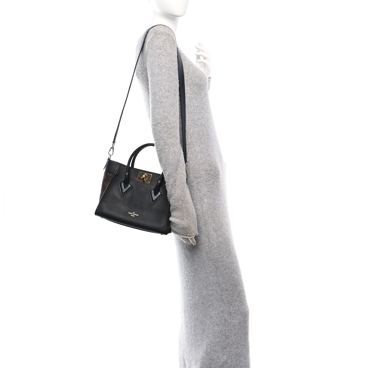 Louis Vuitton Calfskin Monogram On My Side PM Black 2 of 9