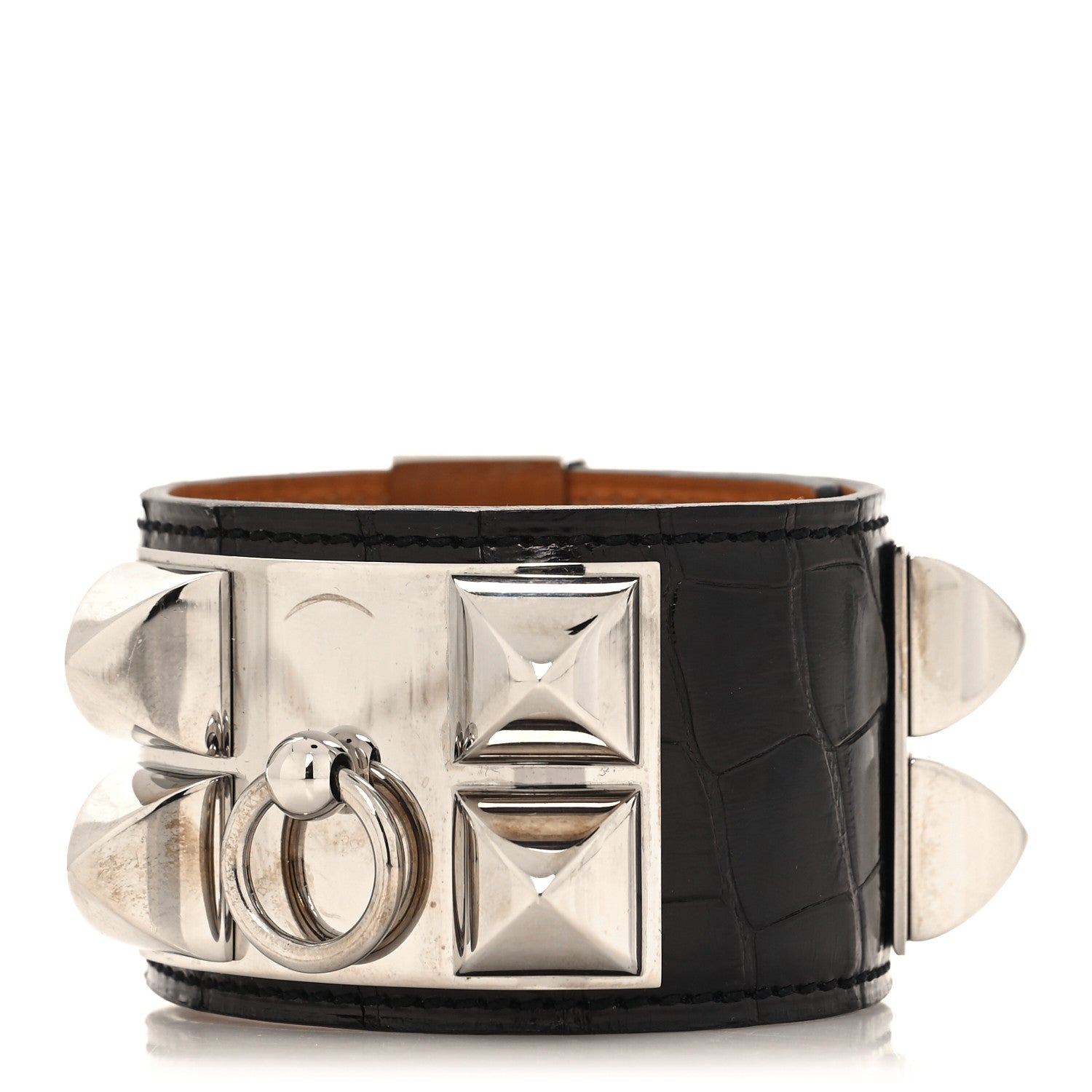 Hermes Shiny Alligator Collier de Chien CDC Bracelet S Graphite 1 of 6