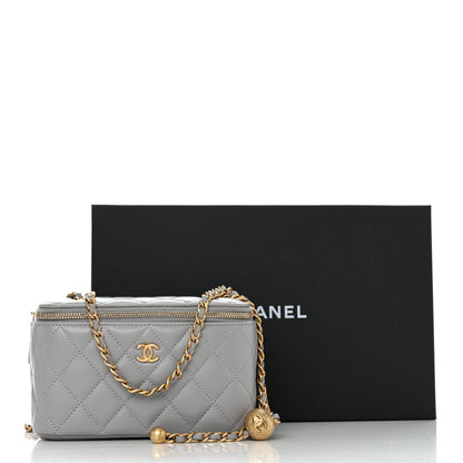 Chanel Lambskin Quilted Small Pearl Crush Vanity Case With Chain Grey 12 of 12