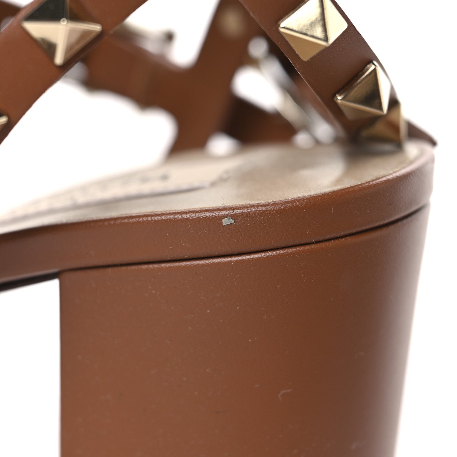 Valentino Garavani Calfskin Rockstud 60mm City Sandals 38 Saddle Brown 9 of 9