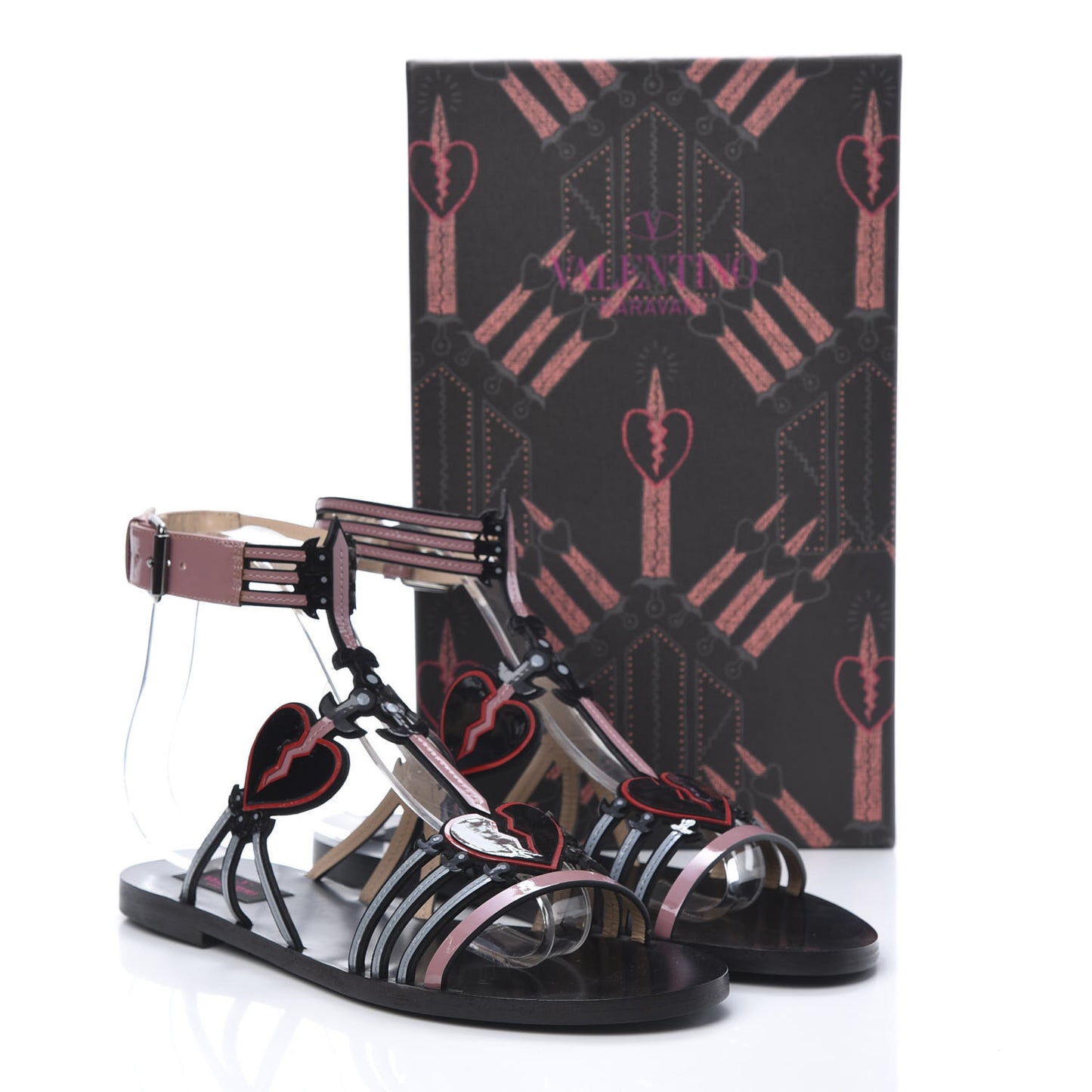 Nappa Loveblade Caged Flat Sandals 39 Black