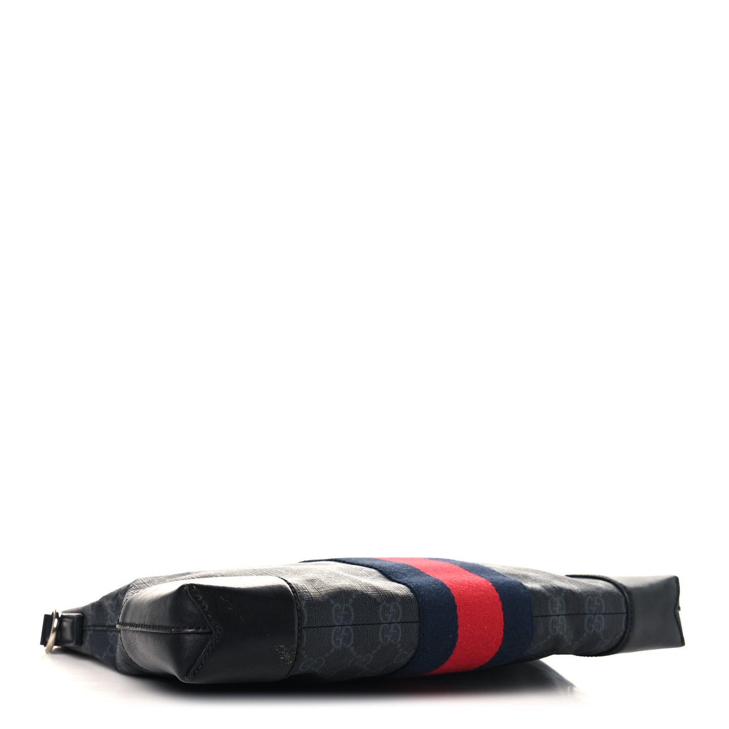 Soft GG Supreme Monogram Appia Calfskin Web East West Messenger Bag Black Grey