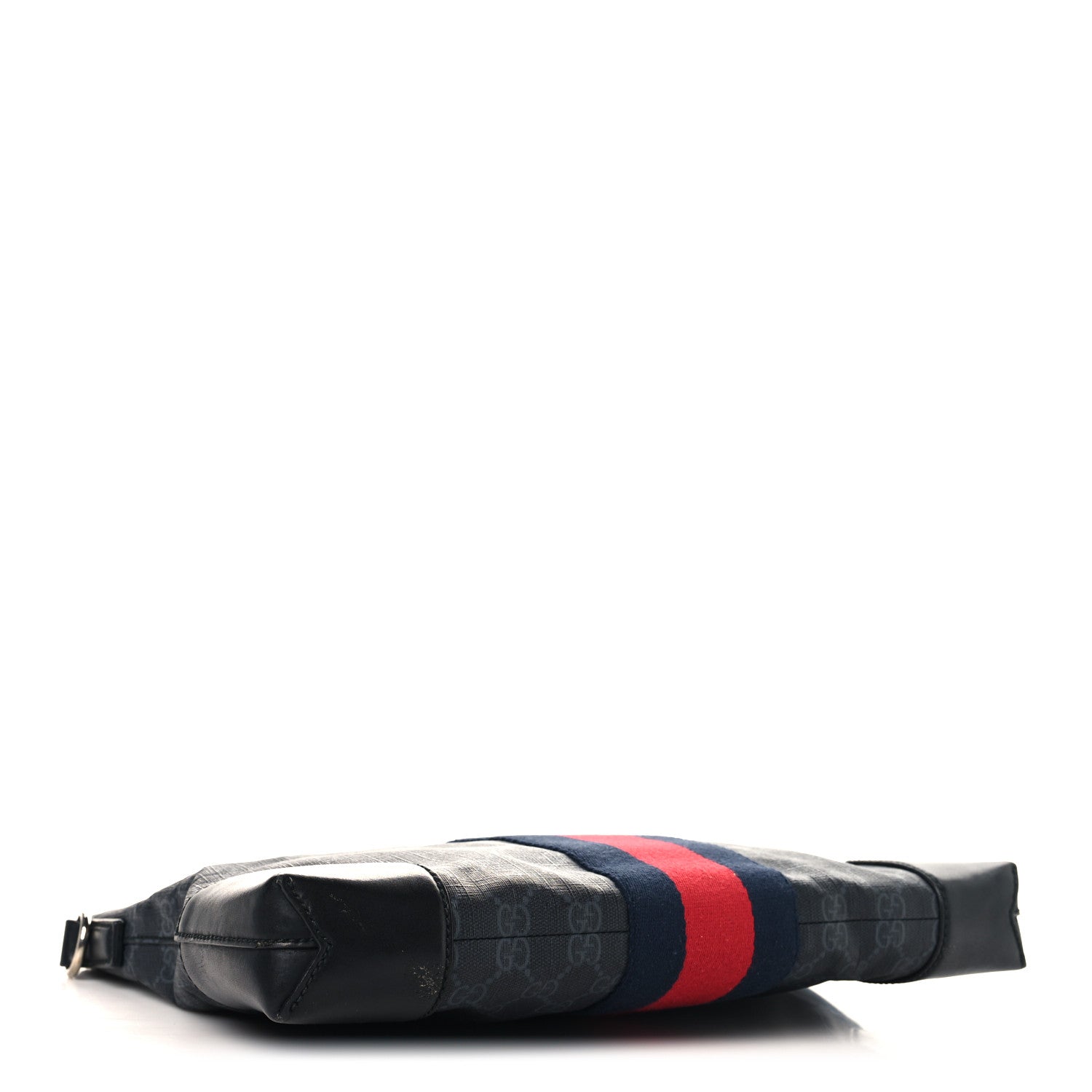 Gucci Soft GG Supreme Monogram Appia Calfskin Web East West Messenger Bag Black Grey 4 of 10