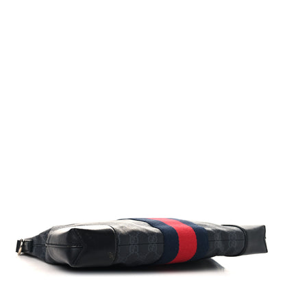 Gucci Soft GG Supreme Monogram Appia Calfskin Web East West Messenger Bag Black Grey 4 of 10