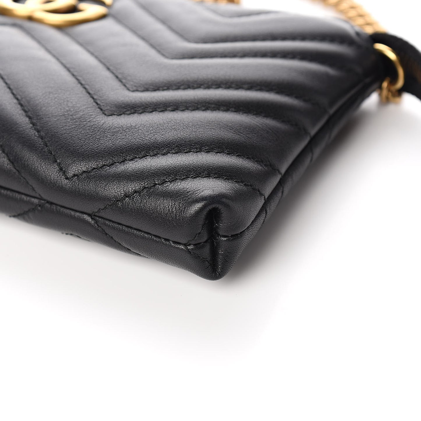 Calfskin Matelasse Mini GG Marmont Chain Bag Black