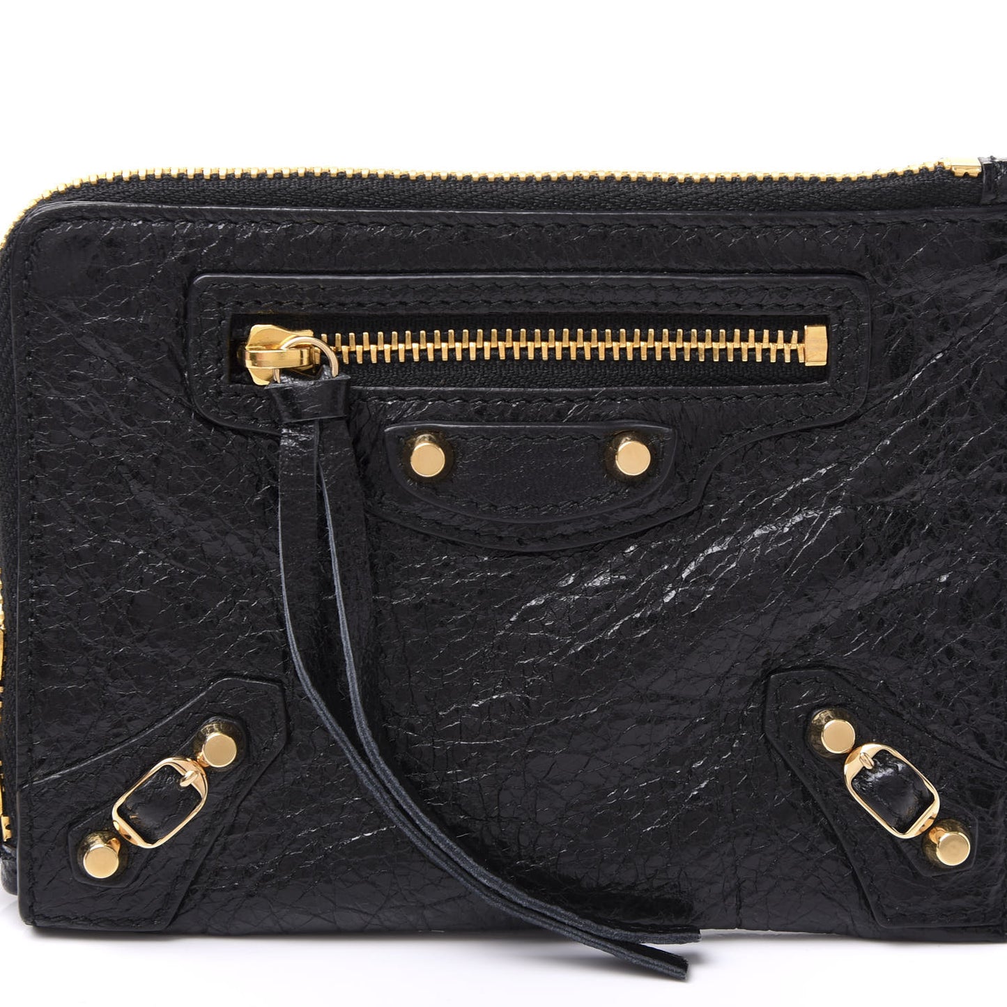 Agneau Arena Classic Gold Hardware Mini Pouch Black