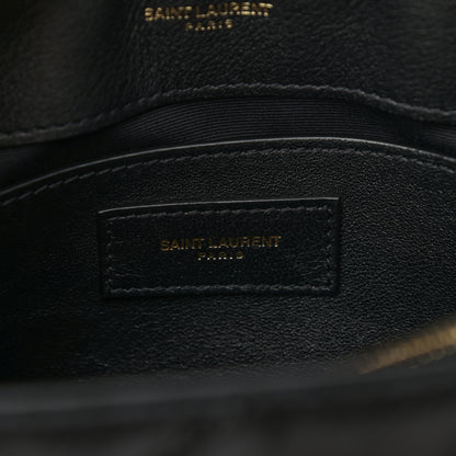 Saint Laurent Suede Calfskin Y Quilted Monogram Small Loulou Chain Satchel Black 6 of 12