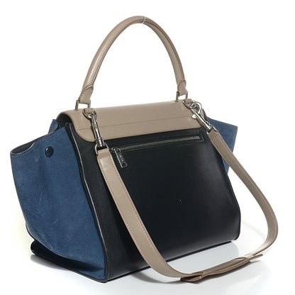 Celine Smooth Calfskin Suede Medium Trapeze Tri-Color Deepsea 3 of 9