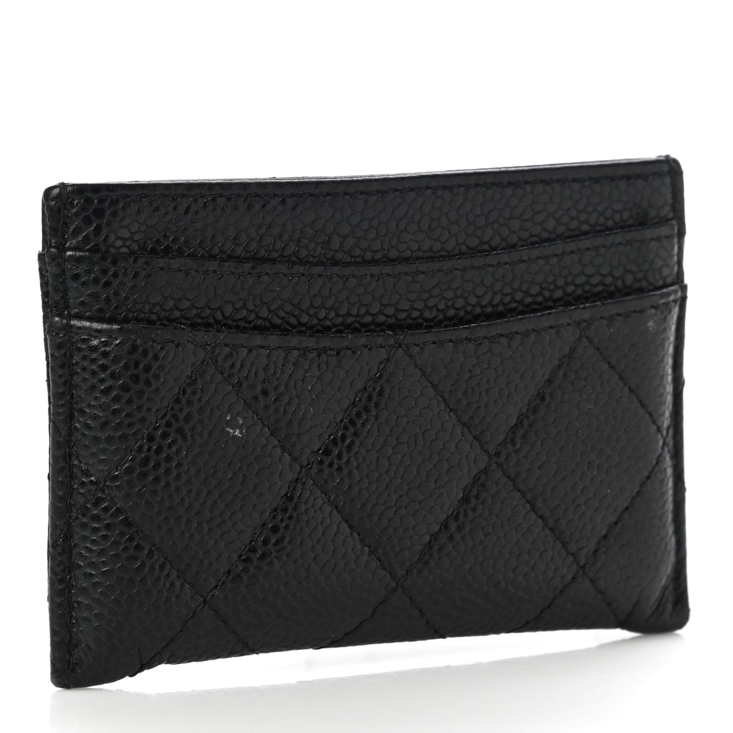 Caviar Quilted Card Holder Black