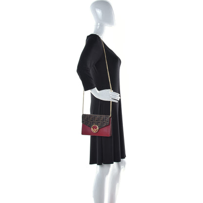 Fendi Vitello Cruise F is Fendi FF 1974 Embossed Medium Envelope Wallet On Chain Fragola Maya Black 2 of 9