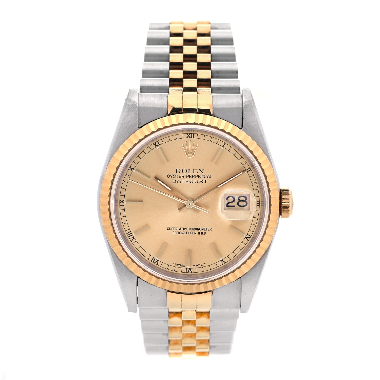 Rolex Stainless Steel 18K Yellow Gold 36mm Oyster Perpetual Datejust Watch Champagne 16233 1 of 4