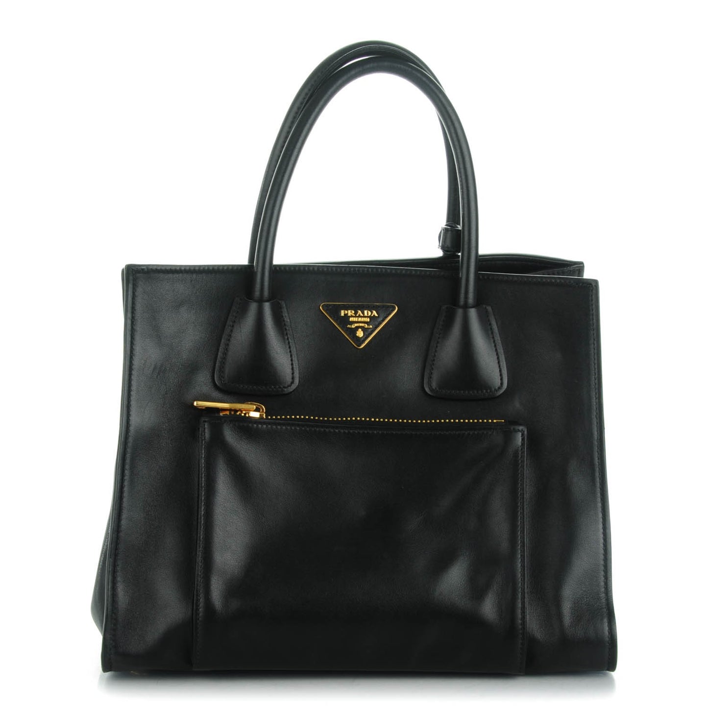 Glace Calf Twin Pocket Tote Nero Black