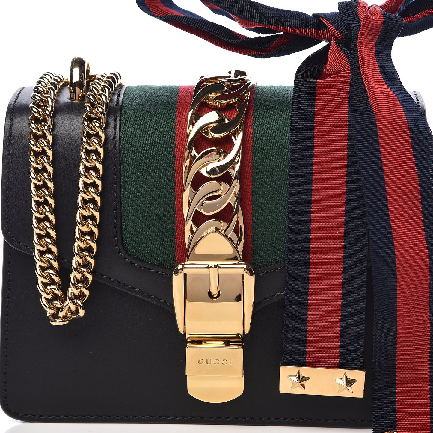 Calfskin Mini Sylvie Chain Shoulder Bag Black