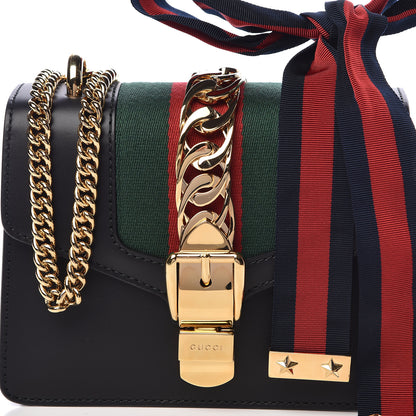 Gucci Calfskin Mini Sylvie Chain Shoulder Bag Black 7 of 9