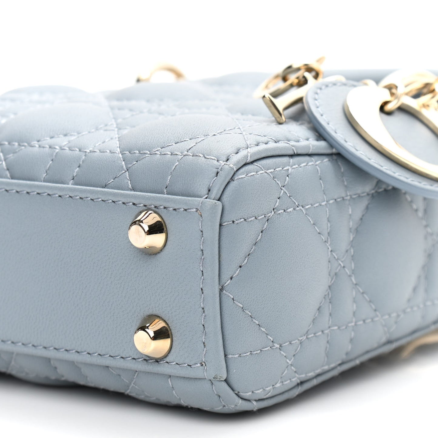 Lambskin Cannage Micro Lady Dior Cloud Blue