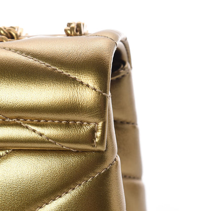 Saint Laurent Metallic Calfskin Y Quilted Small Loulou Monogram Chain Satchel Gold 12 of 12
