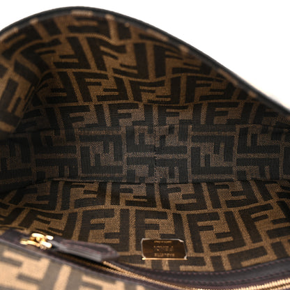 Fendi Fabric Jacquard FF 1974 Medium Baguette Tobacco Moro Black 5 of 10