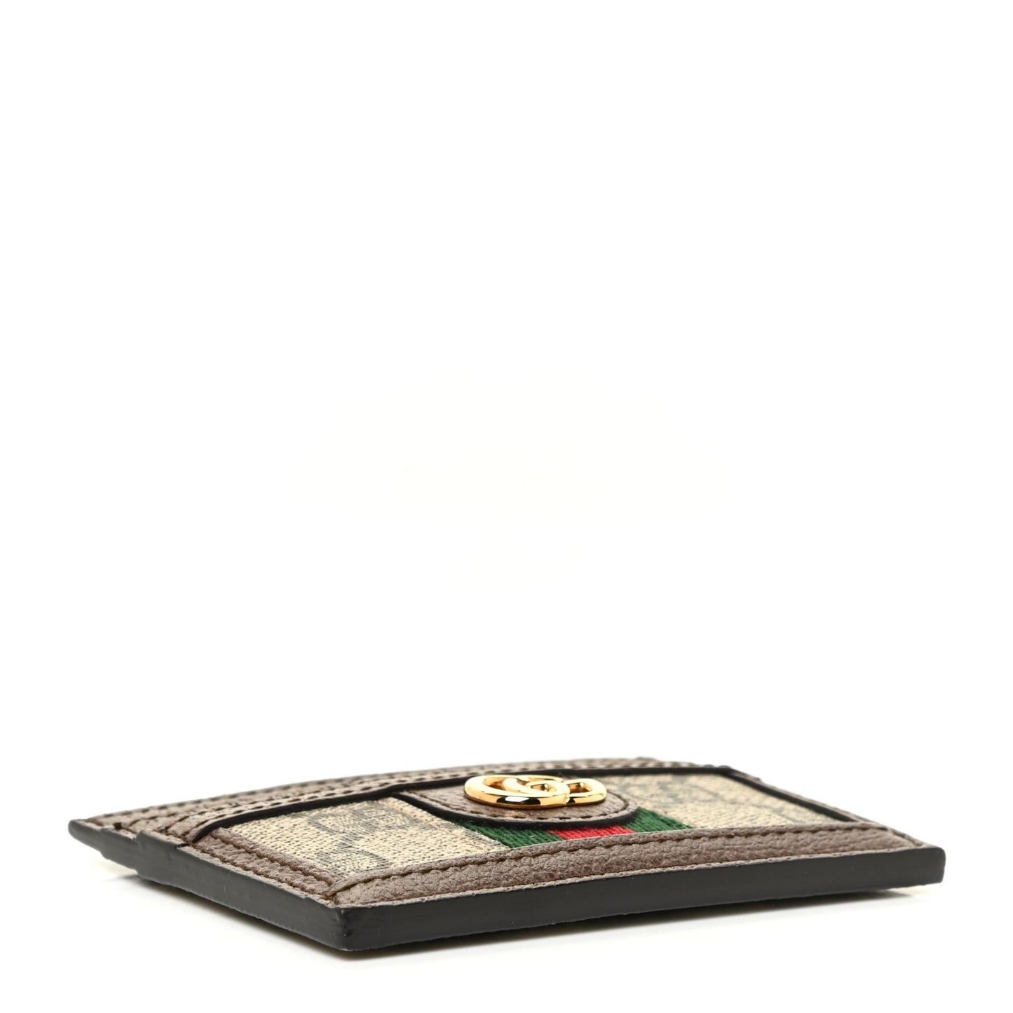 GG Supreme Monogram Ophidia Card Holder Brown