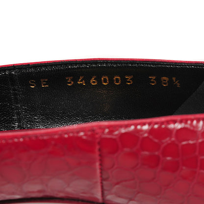 Saint Laurent Patent Croc Stamped Tribute Two Platform Pumps 38.5 Rouge Orient 8 of 8