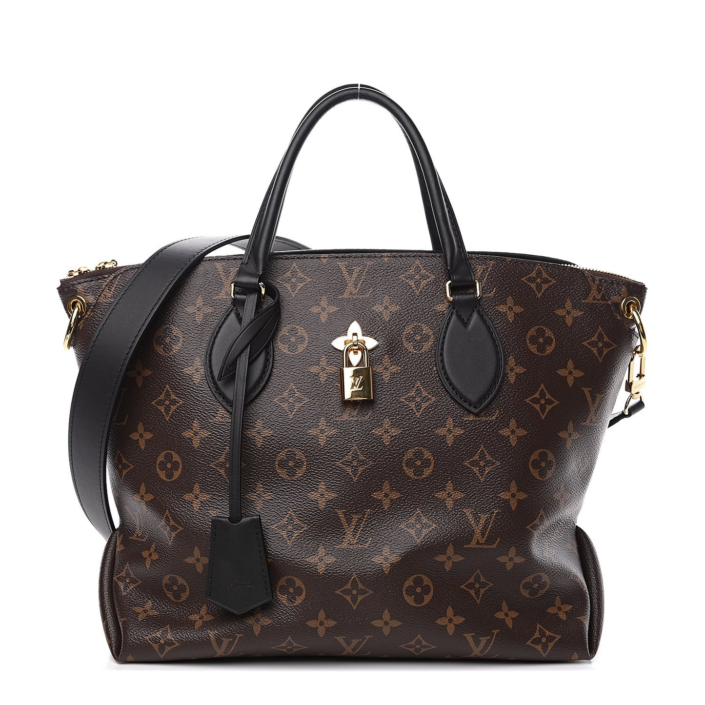 Monogram Flower Zipped Tote MM Black