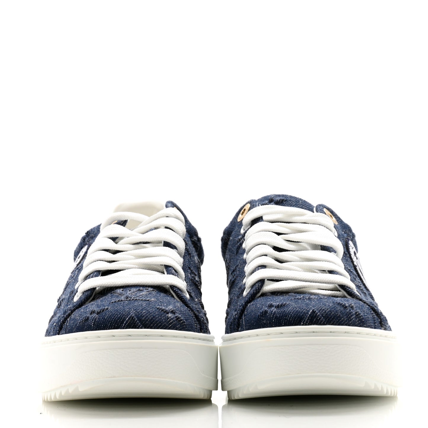 Denim Monogram Debossed Time Out Sneakers 38 Blue