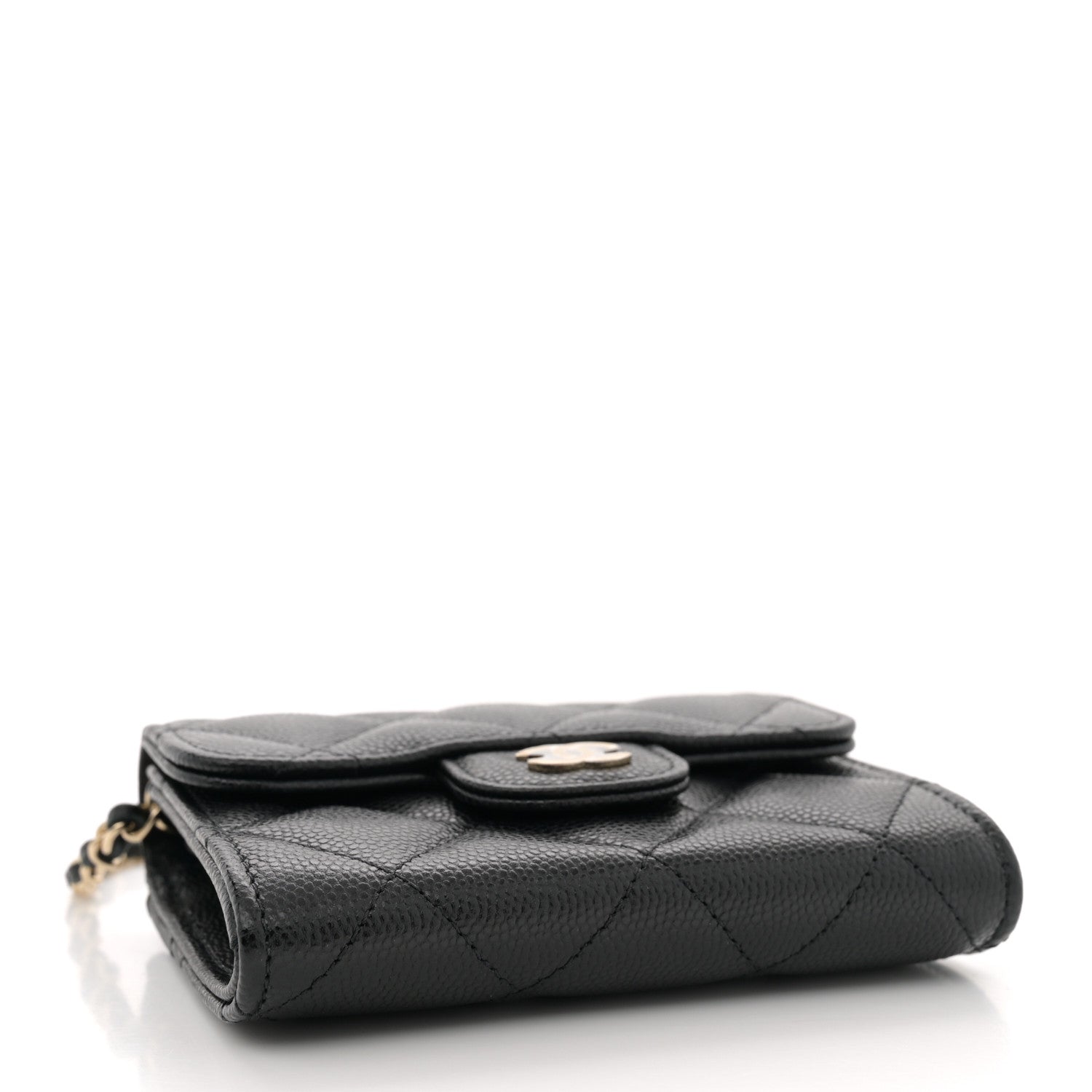 Chanel Caviar Quilted Flap Card Holder On Chain Black 4 of 12