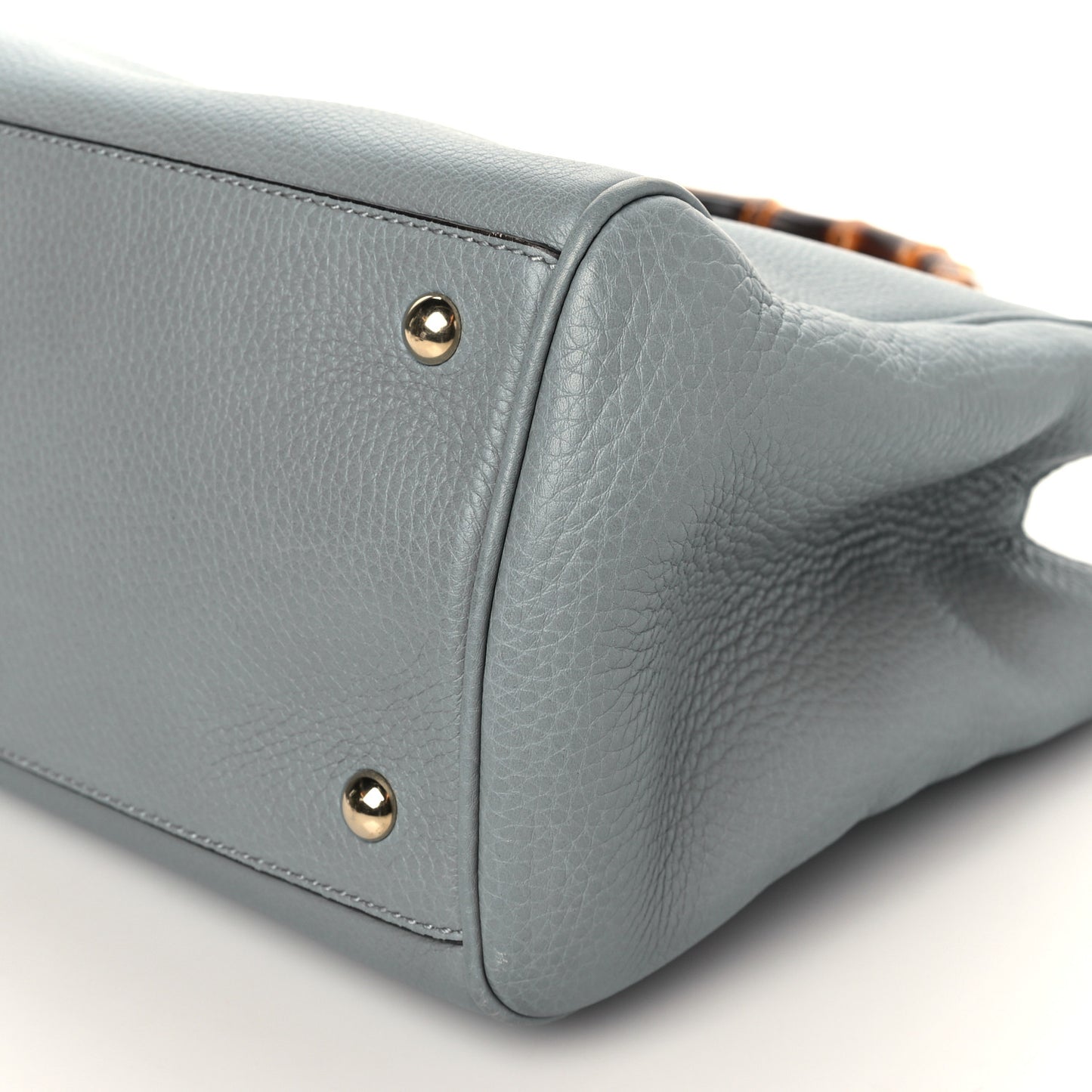 Pebbled Calfskin Medium Bamboo Shopper Tote Light Blue