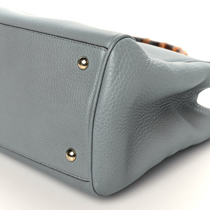 Gucci Pebbled Calfskin Medium Bamboo Shopper Tote Light Blue 9 of 10