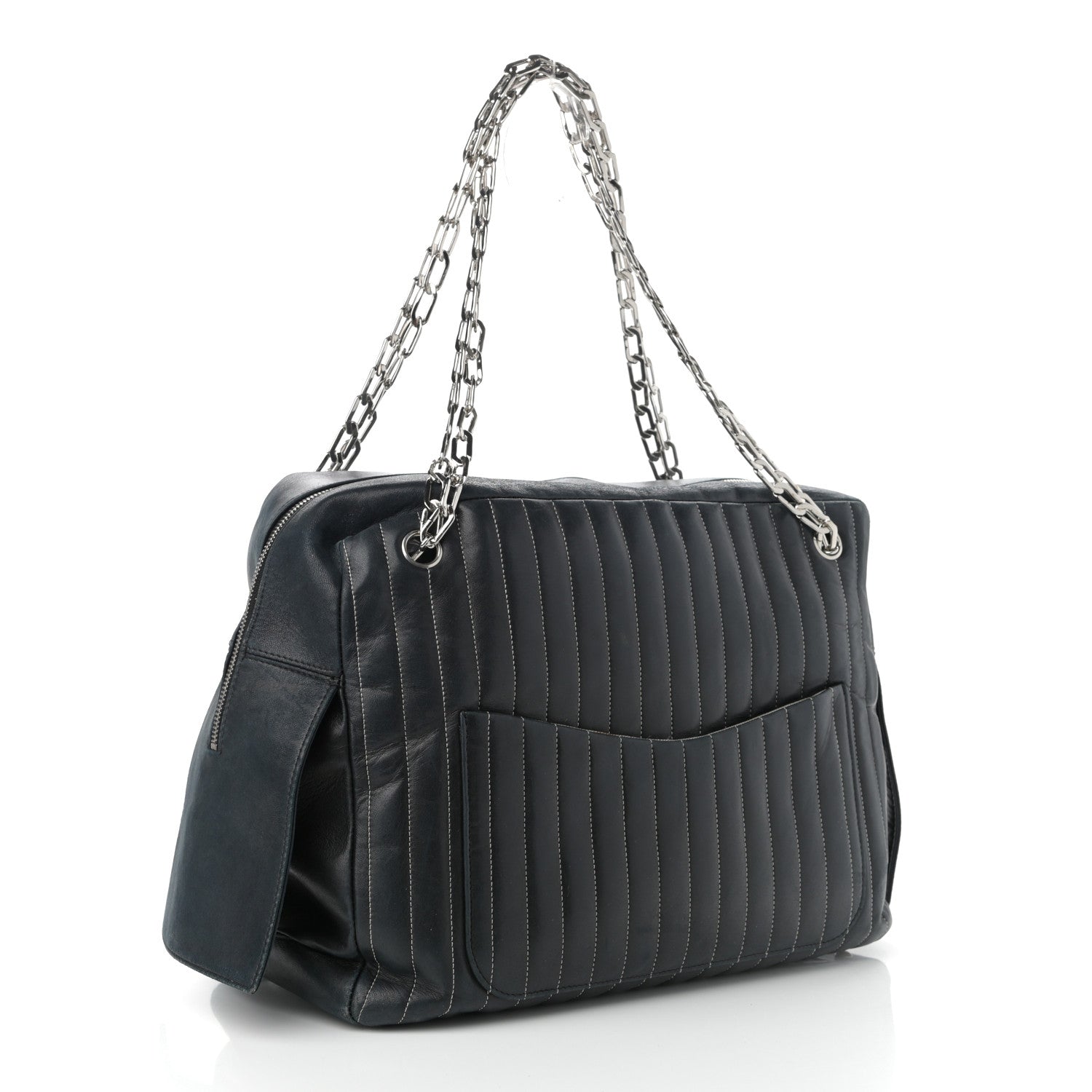 Chanel Lambskin Vertical Quilted Mademoiselle Camera Case Black 2 of 15