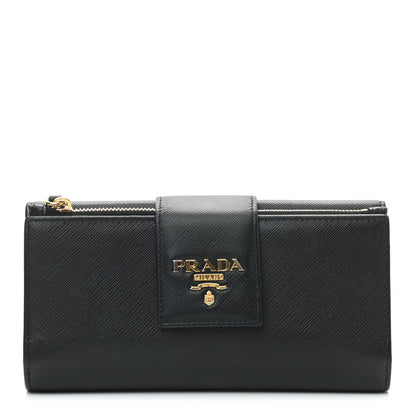 Prada Saffiano Metal Tab Wallet Black 1 of 6