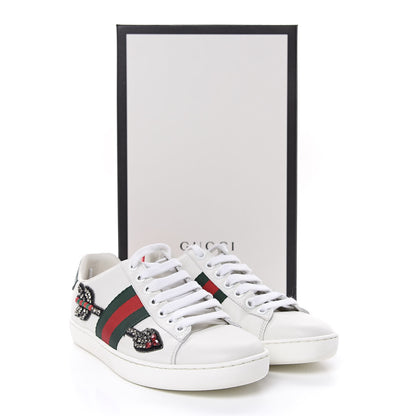 Gucci Calfskin Web Studded Womens Arrow Ace Sneakers 34 White 10 of 10