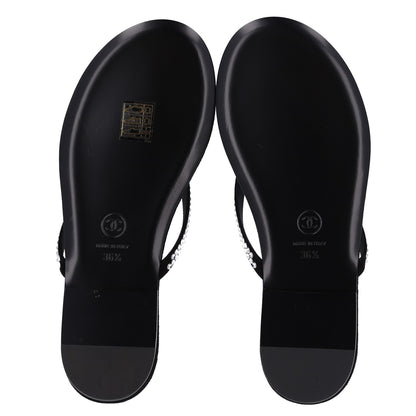 Chanel Suede Kidskin Strass CC Thong Sandals 36.5 Black 5 of 9