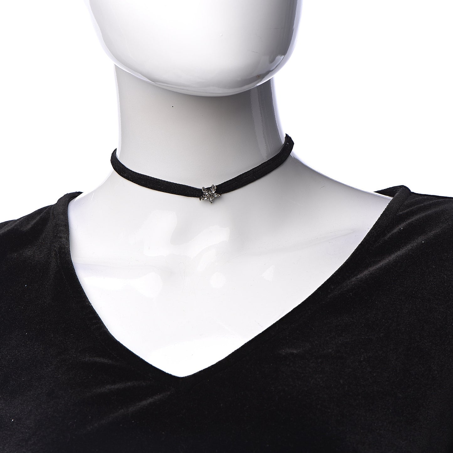 Velvet Crystal Star Choker Necklace Black