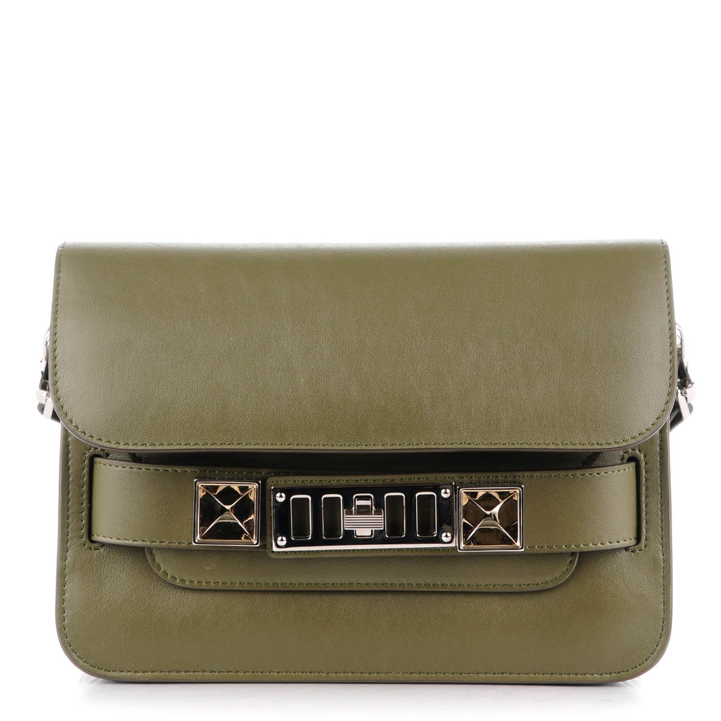 Calfskin Mini PS11 Classic Shoulder Bag Dark Olive