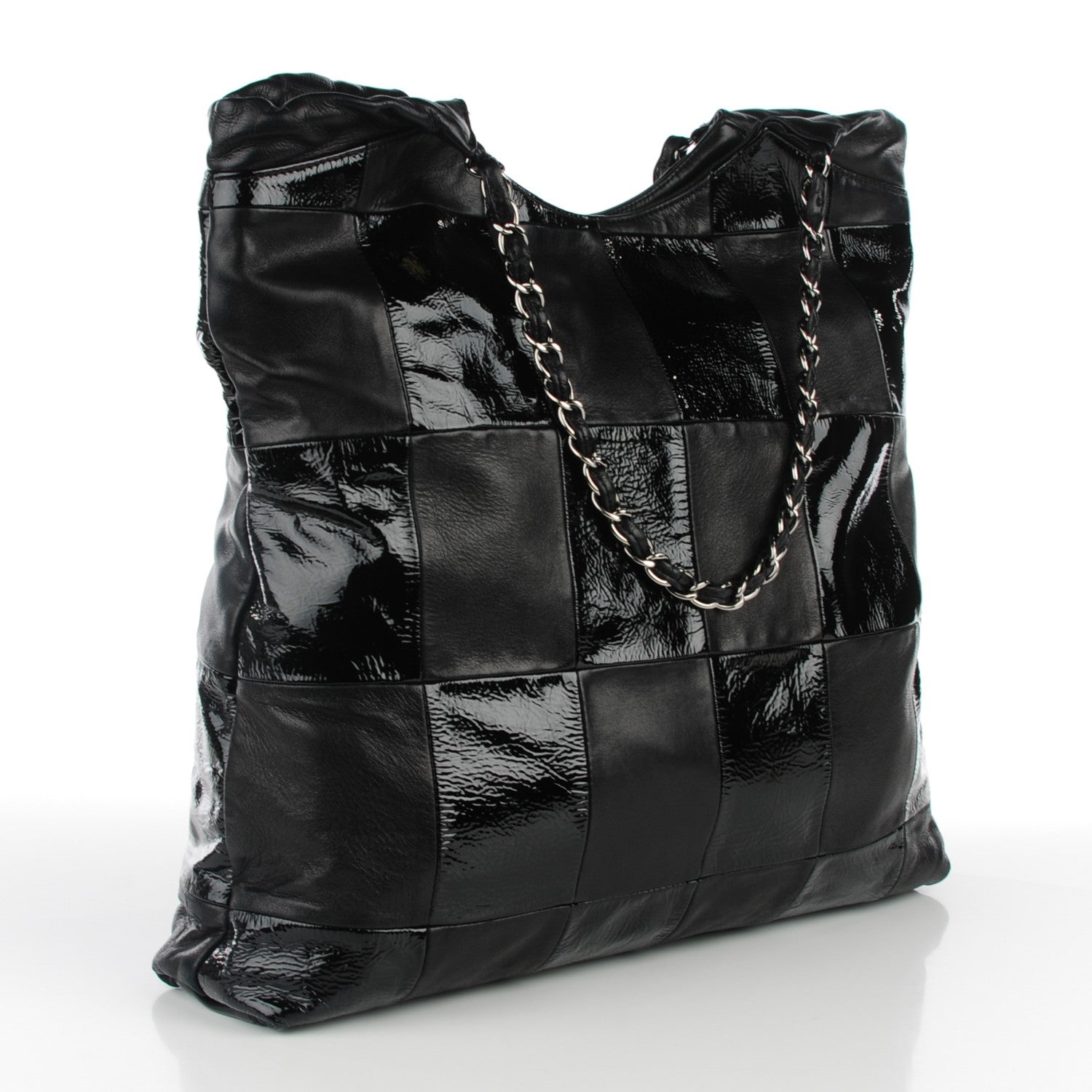 Chanel Patent Calfskin Patchwork Brooklyn Tote Black 3 of 7