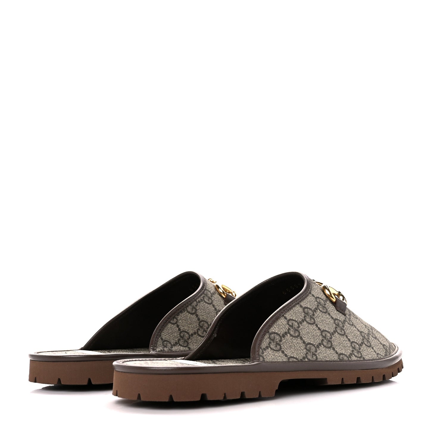 GG Supreme Monogram Miro Soft Calfskin Men's Horsebit Slippers 10 Beige Ebony New Acero