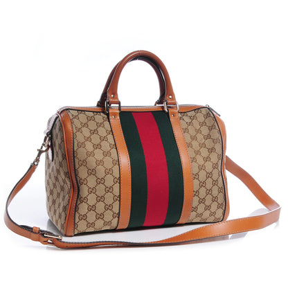 Gucci Leather Vintage Medium Web Original GG Boston Tan 3 of 7