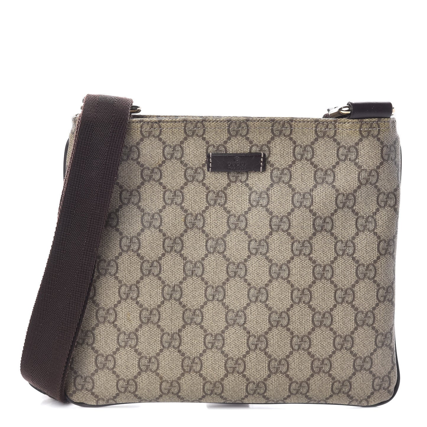 GG Supreme Monogram Small Flat Messenger Bag Dark Brown