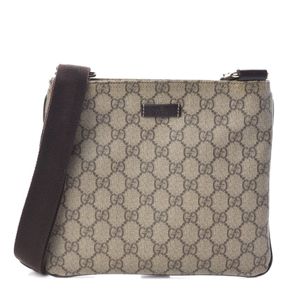 Gucci GG Supreme Monogram Small Flat Messenger Bag Dark Brown 1 of 9