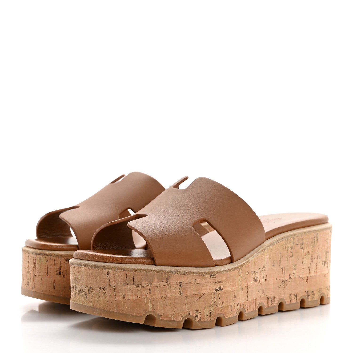 Hermes Calfskin Cork Eze 30 Sandals 37 Marron Glaise 3 of 9