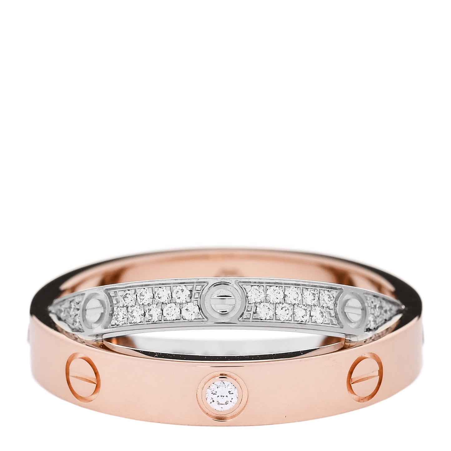 18K Pink White Gold Diamond LOVE Pave Ring 51 5.75
